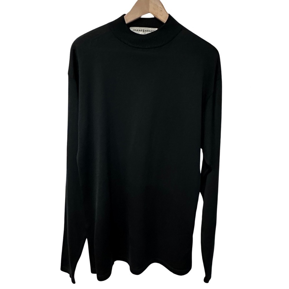 Jhane Barnes 100% Silk Pullover Sweater Medium Black Old Money Luxury READ